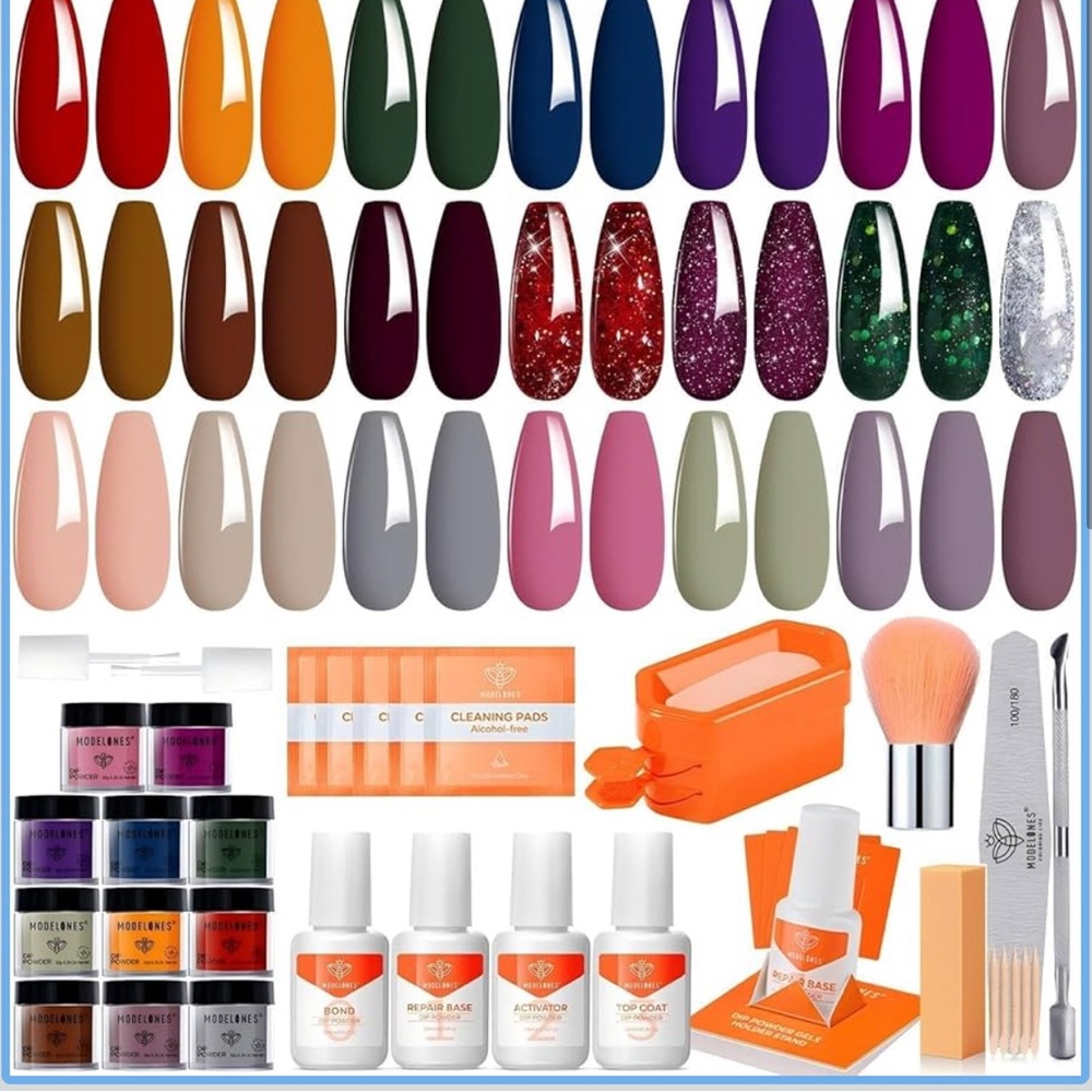 Modelones Dip Powder Nail Kit 20 Colors Purple Pink Orange Dipping Powder Set